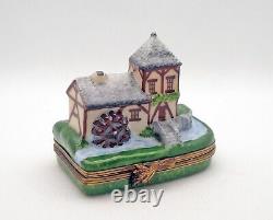 New French Limoges Trinket Box Provence House with Staircase and Watermill