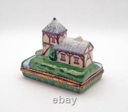 New French Limoges Trinket Box Provence House with Staircase and Watermill
