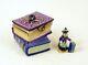 New French Limoges Trinket Box Spooky Halloween Books W Spider & Removable Witch