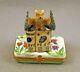 New French Limoges Trinket Box Wise Owl With Horoscope Books In Colorful Garden