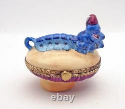 New Hand Painted French Limoges Trinket Box Alice in Wonderland Caterpillar