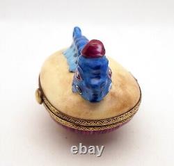 New Hand Painted French Limoges Trinket Box Alice in Wonderland Caterpillar