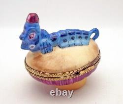 New Hand Painted French Limoges Trinket Box Alice in Wonderland Caterpillar