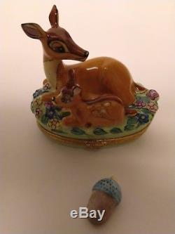 New Rare Retired Artoria limoges trinket box Disney Bambi and his mother