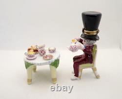 New Set 2 French Limoges Trinket Box Alice in Wonderland Mad Hatter & Tea Table