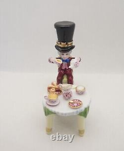 New Set 2 French Limoges Trinket Box Alice in Wonderland Mad Hatter & Tea Table