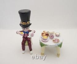 New Set 2 French Limoges Trinket Box Alice in Wonderland Mad Hatter & Tea Table