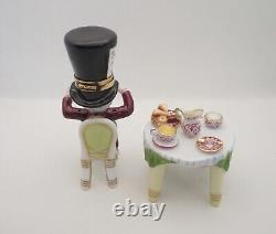 New Set 2 French Limoges Trinket Box Alice in Wonderland Mad Hatter & Tea Table