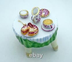 New Set 2 French Limoges Trinket Box Alice in Wonderland Mad Hatter & Tea Table