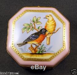 Nib Rochard Studio Collection French Limoges Trinket Box Birds & Butterflies