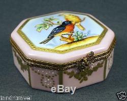 Nib Rochard Studio Collection French Limoges Trinket Box Birds & Butterflies