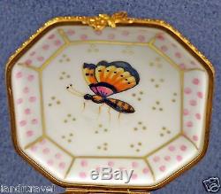 Nib Rochard Studio Collection French Limoges Trinket Box Birds & Butterflies