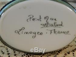 OPossum Limoges France Peint Main T Vialand Lidded Hinged Box