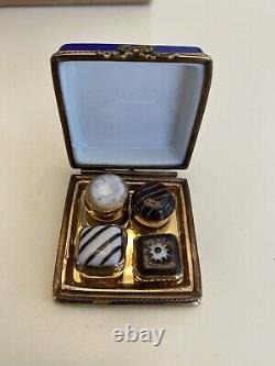 PEINT MAIN LIMOGES BOX OF TRUFFLES With Four Removable Porcelain Truffles