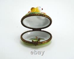 PH Limoges Porcelain Peint Main Trinket Box Hatching Chick Easter