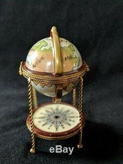 PV Limoges Box GLOBE BAR WITH GLASSES & CRYSTAL DECANTER (RETIRED)