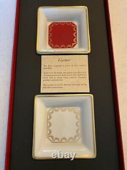 Pair Of Cartier Limoges Trinket Trays, 3x3 brand new in box