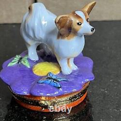 Papillon Dog With Butterflies By Artoria Limoges Made In France Collie