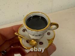 Parry & Vieille Limoges France Peint Main Trinket Box Cafe Coffee