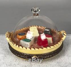 Parry Vieille Limoges Trinket Box Cheese Plate with Glass Dome NEW 464