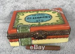 Parry Vieille Limoges Trinket Box Havanos Cuban Cigar Box Hand Painted 420