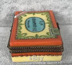 Parry Vieille Limoges Trinket Box Havanos Cuban Cigar Box Hand Painted 420