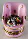 Peint Main Cat Napping In High Back Chair Limoges Porcelain Trinket Box