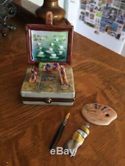 Peint Main LIMOGES France Trinket Box, Artist's Easel Excellent