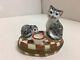 Peint Main Limited Edition Limoges Trinket Box Cats With Milk Bowl Artist Signed