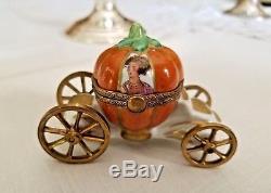 Peint Main Limoges Cinderella Pumpkin Carriage with Slipper Trinket Box France