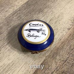 Peint Main Limoges France GR Caviar Beluga Limited Edition 12/250 Trinket Box