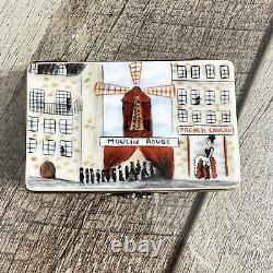 Peint Main Limoges France Moulin Rouge Post Card Limited Edition 5/250 Trinket