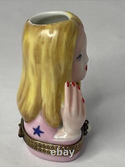 Peint Main Limoges France Trinket Box Girl Love Head Vase Style Trinket Box