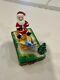 Peint Main Limoges France Trinket Box Santa On Sleigh With Skis And Tree