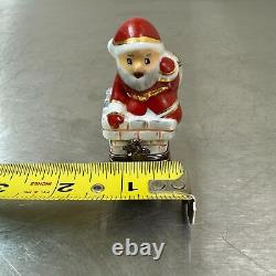 Peint Main Limoges Porcelain SANTA CLAUS IN CHIMNEY Trinket Box Christmas