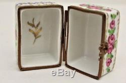Peint Main Limoges Porcelain Trinket Box with 6 Perfume Scent Bottles Travel Set