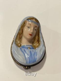 Peint Main Limoges Trinket Box Holy Virgin Mary RARE