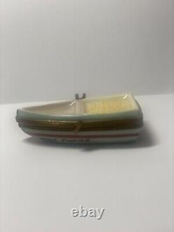 Peint Main Limoges Trinket Box-gone Fishing Boat-vintage-unique Look-france