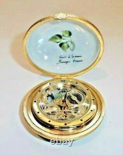 Peint Main Limoges Trinket Classic Timepiece With Monet-Inspired Floral Design