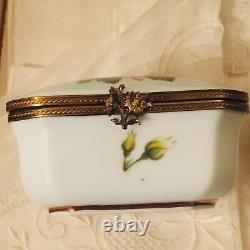 Peint Main Limoges Yellow Rose of Texas Porcelain Box Pierre Hand Painted Vtg 3