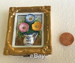 Peint Mein Limoges Miniature Boxes Flower Painting From Collection PC NR