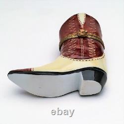 Perry Vieille Limoges, France Porcelain Trinket Box, Cowboy Boot Shape