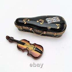 Perry Vieille Limoges Violin Case Trinket Box with'Surprise' Violin Inside