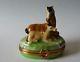 Pierre Arquie Limoges Hand Painted Horses On Small Oval Trinket Box