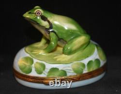 Piotet Limoges Frog on Lily Pad Trinket Box