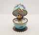 Plays Music French Limoges Trinket Box Tropical Bird Egg With Tropical Bird Key