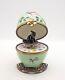 Plays Music New French Limoges Trinket Box Butterfly Egg With Black Cat Key