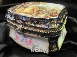 Porcelain Hand Painted Hinged Trinket Box Marked Limoges China