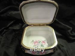 Porcelain Hand Painted Hinged Trinket Box Marked Limoges China
