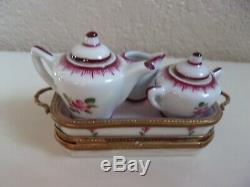 Pre-owned Limoges France Hinged Box Tea Set And Tray